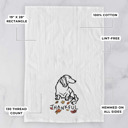 Long Hair Dachshund Doodled Thankful  Autumn Hand-Drawn Dog  Breed Tea Towel - 50+ Breeds