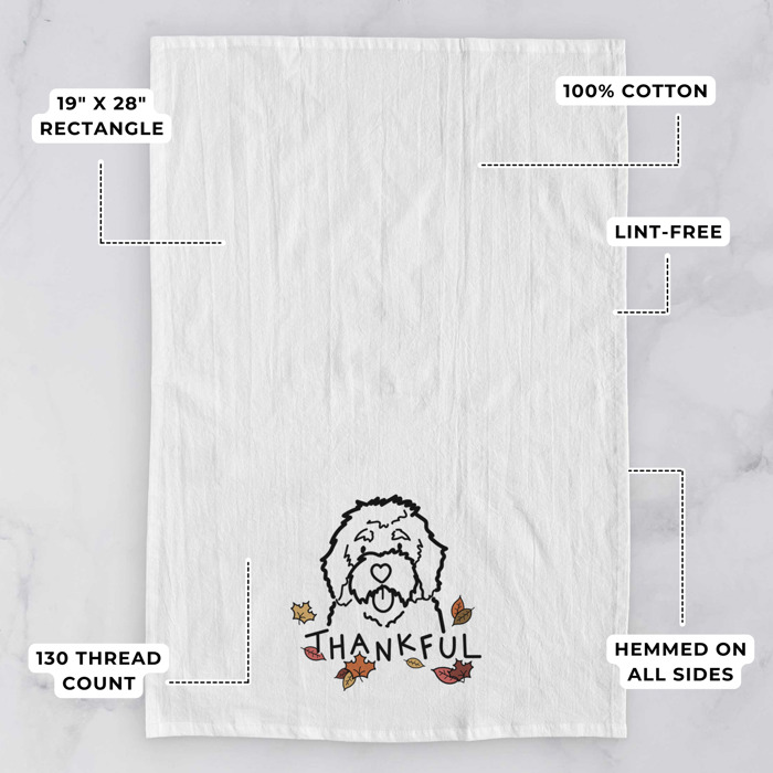 Doodled Thankful  Autumn Hand-Drawn Dog  Breed Tea Towel - 50+ Breeds