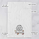 Bernedoodle Doodled Thankful  Autumn Hand-Drawn Dog  Breed Tea Towel - 50+ Breeds