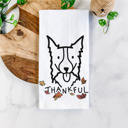 Border Collie Doodled Thankful  Autumn Hand-Drawn Dog  Breed Tea Towel - 50+ Breeds