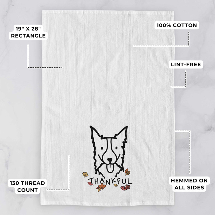 Doodled Thankful  Autumn Hand-Drawn Dog  Breed Tea Towel - 50+ Breeds