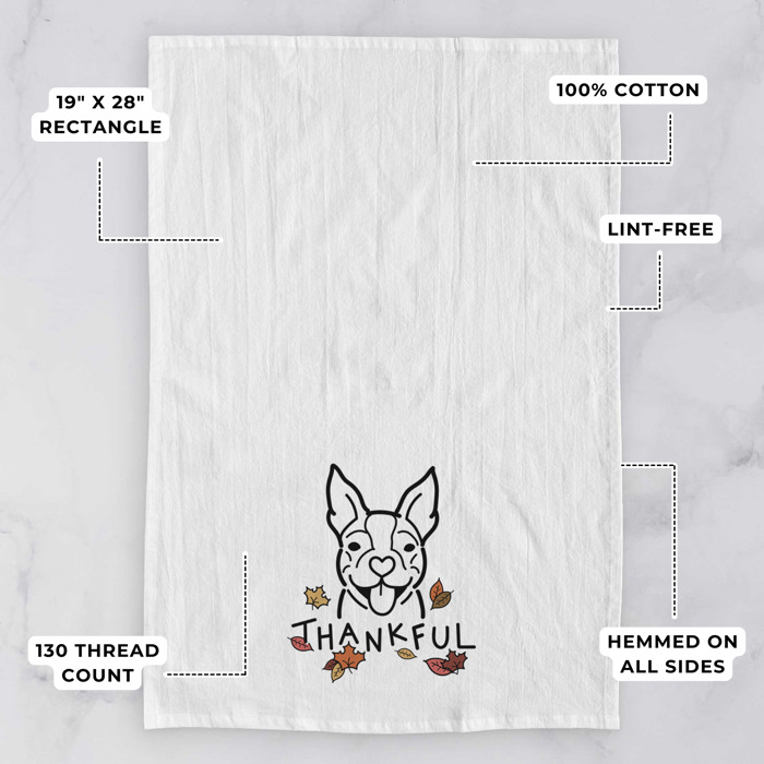 Doodled Thankful  Autumn Hand-Drawn Dog  Breed Tea Towel - 50+ Breeds