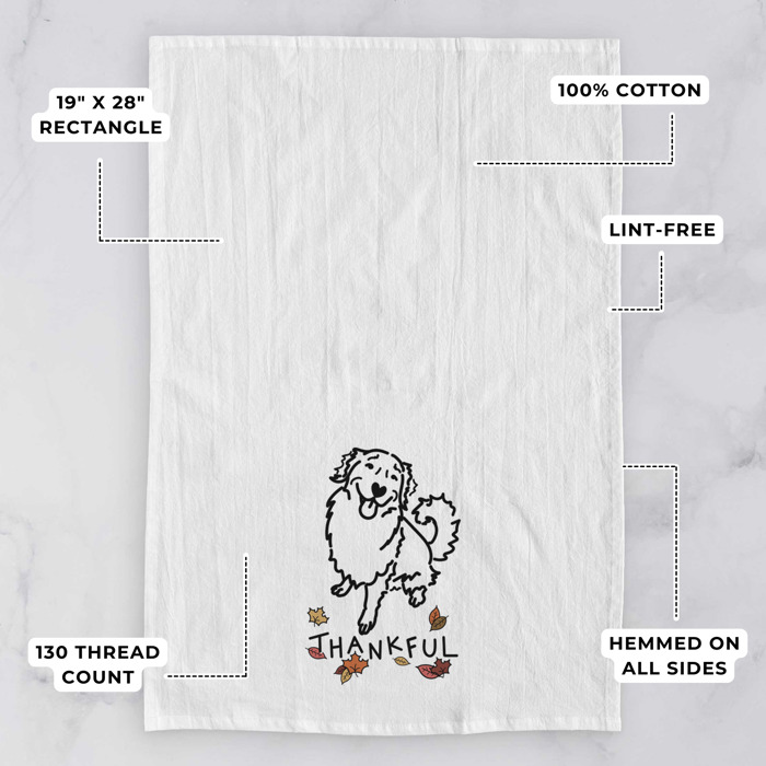 Doodled Thankful  Autumn Hand-Drawn Dog  Breed Tea Towel - 50+ Breeds