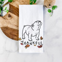 English Bulldog Doodled Thankful  Autumn Hand-Drawn Dog  Breed Tea Towel - 50+ Breeds