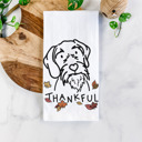 German Wirehaired Pointer Doodled Thankful  Autumn Hand-Drawn Dog  Breed Tea Towel - 50+ Breeds
