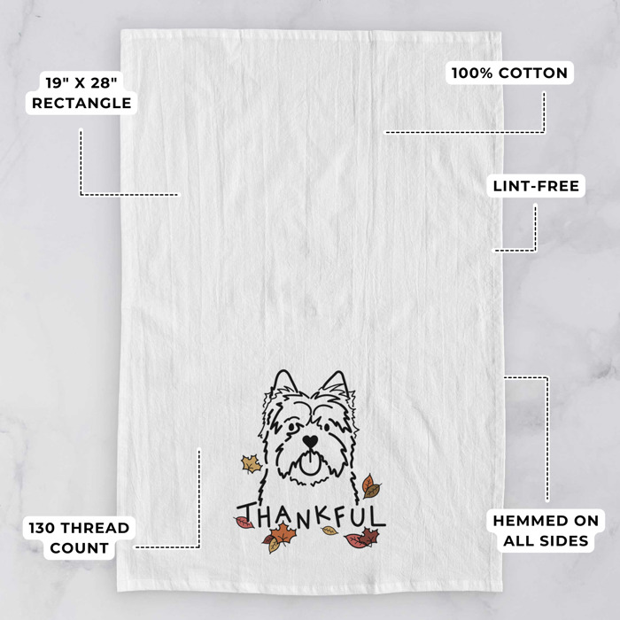 Doodled Thankful  Autumn Hand-Drawn Dog  Breed Tea Towel - 50+ Breeds