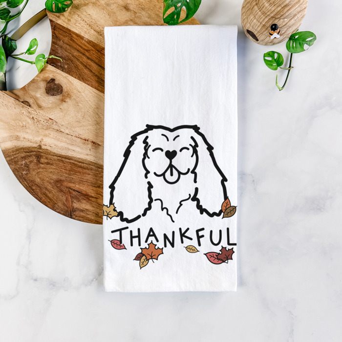 Doodled Thankful  Autumn Hand-Drawn Dog  Breed Tea Towel - 50+ Breeds