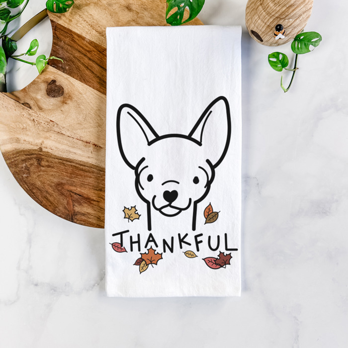Doodled Thankful  Autumn Hand-Drawn Dog  Breed Tea Towel - 50+ Breeds