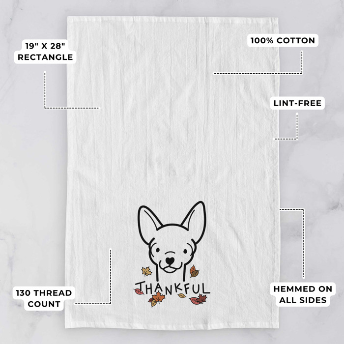 Doodled Thankful  Autumn Hand-Drawn Dog  Breed Tea Towel - 50+ Breeds