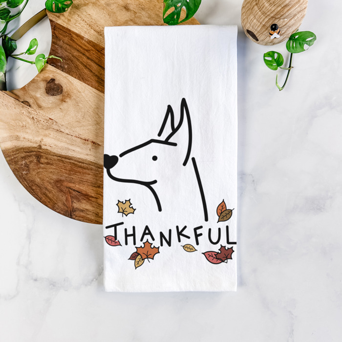 Doodled Thankful  Autumn Hand-Drawn Dog  Breed Tea Towel - 50+ Breeds