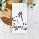 Doberman Doodled Thankful  Autumn Hand-Drawn Dog  Breed Tea Towel - 50+ Breeds
