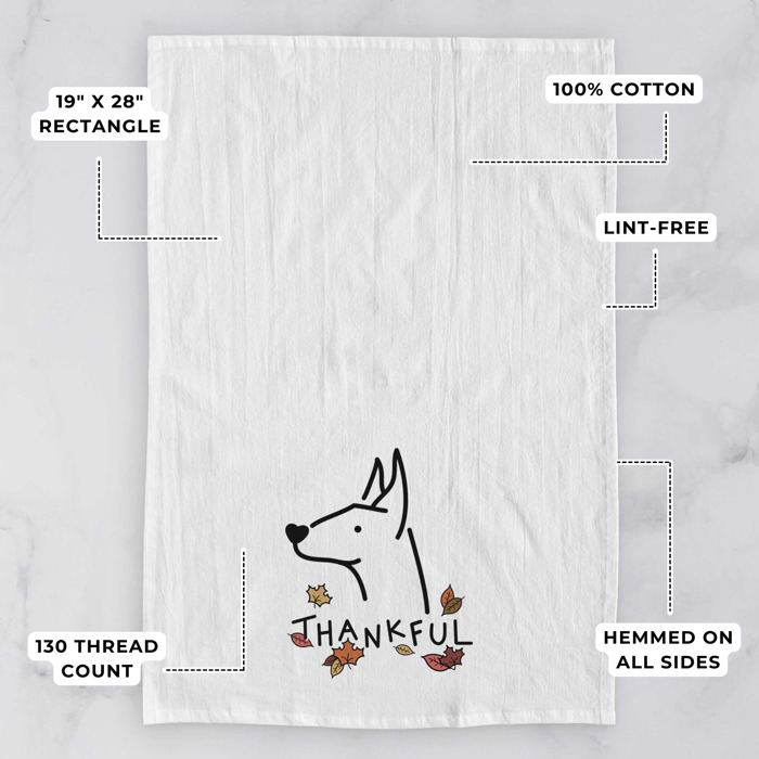 Doodled Thankful  Autumn Hand-Drawn Dog  Breed Tea Towel - 50+ Breeds