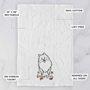 Pomeranian Doodled Thankful  Autumn Hand-Drawn Dog  Breed Tea Towel - 50+ Breeds