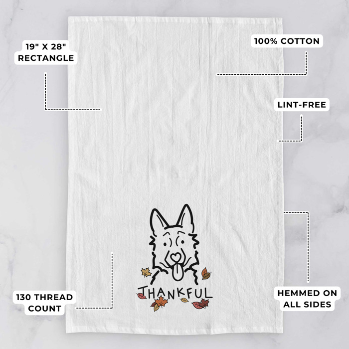 Doodled Thankful  Autumn Hand-Drawn Dog  Breed Tea Towel - 50+ Breeds