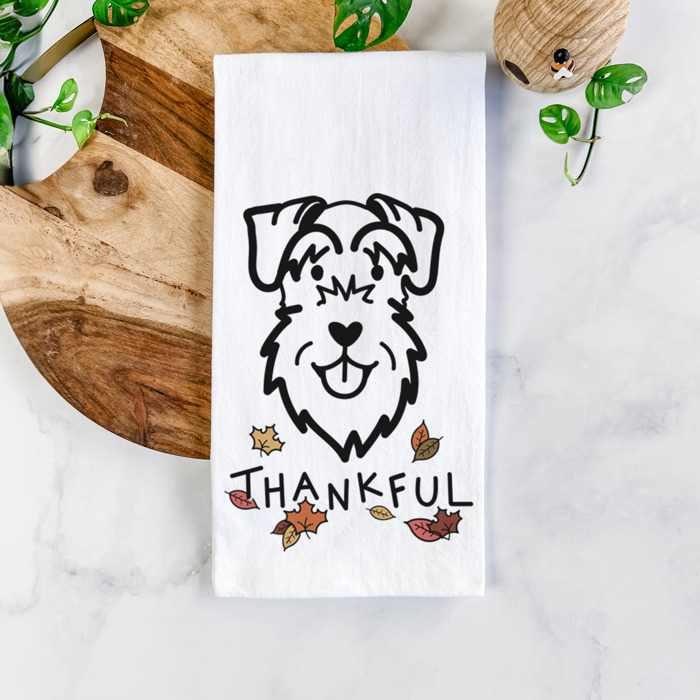Doodled Thankful  Autumn Hand-Drawn Dog  Breed Tea Towel - 50+ Breeds