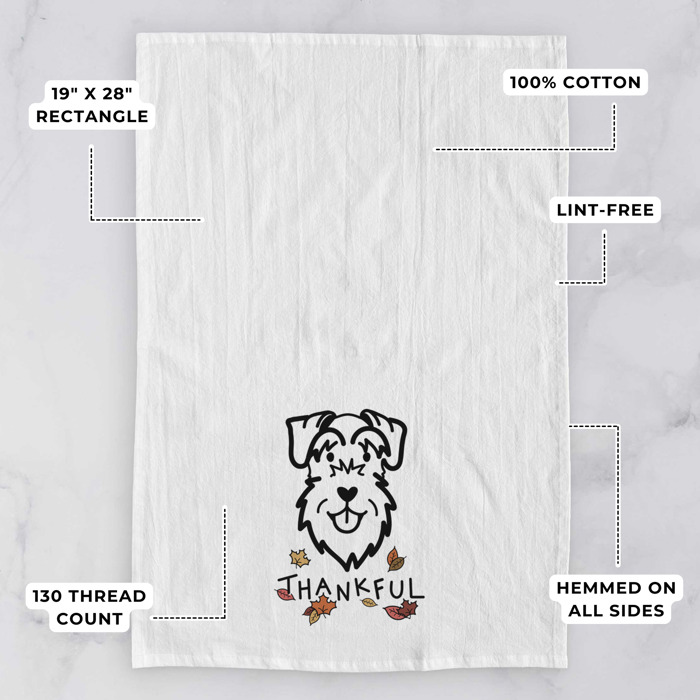 Doodled Thankful  Autumn Hand-Drawn Dog  Breed Tea Towel - 50+ Breeds