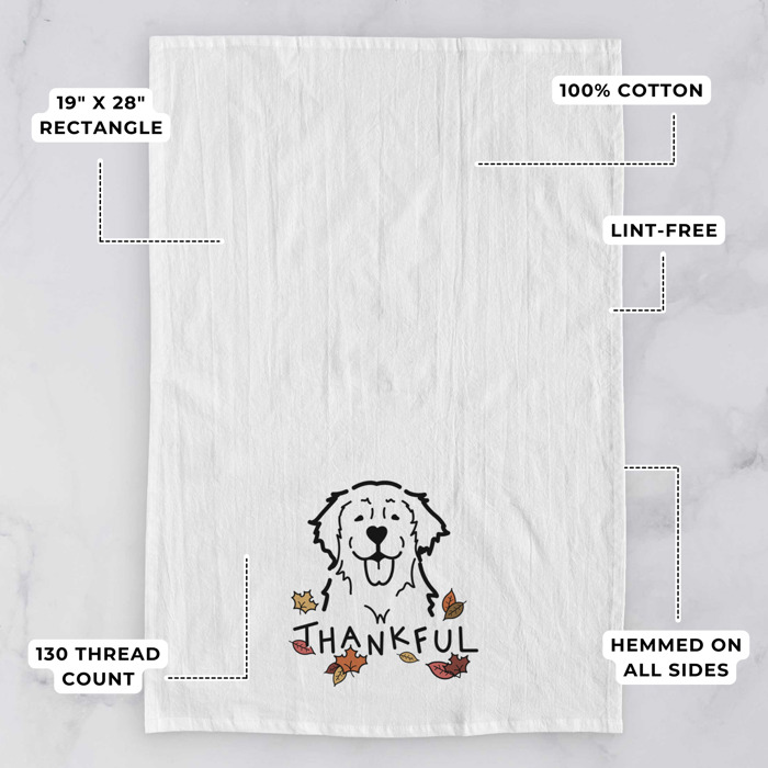 Doodled Thankful  Autumn Hand-Drawn Dog  Breed Tea Towel - 50+ Breeds