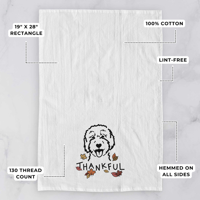 Doodled Thankful  Autumn Hand-Drawn Dog  Breed Tea Towel - 50+ Breeds