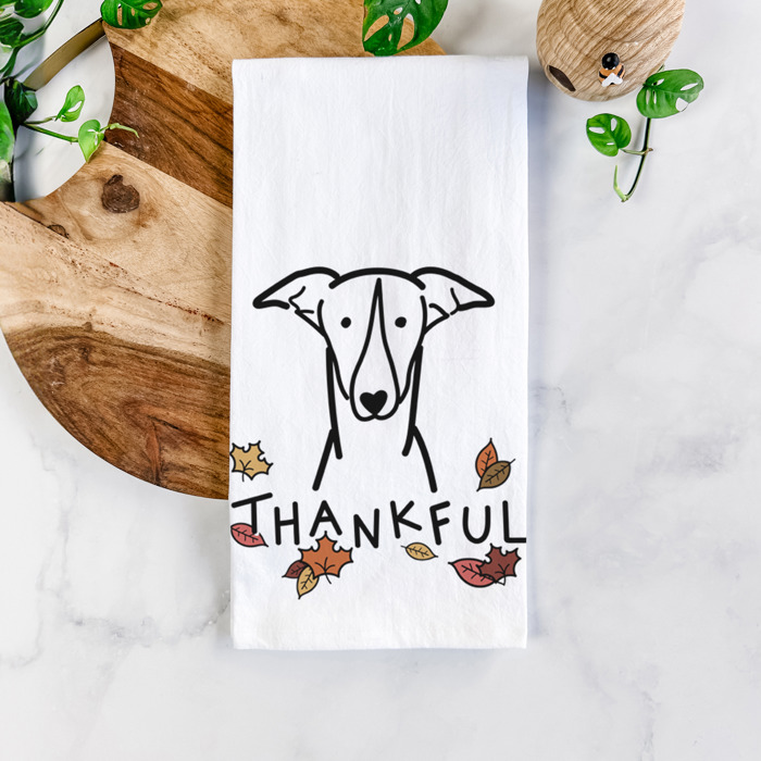 Doodled Thankful  Autumn Hand-Drawn Dog  Breed Tea Towel - 50+ Breeds