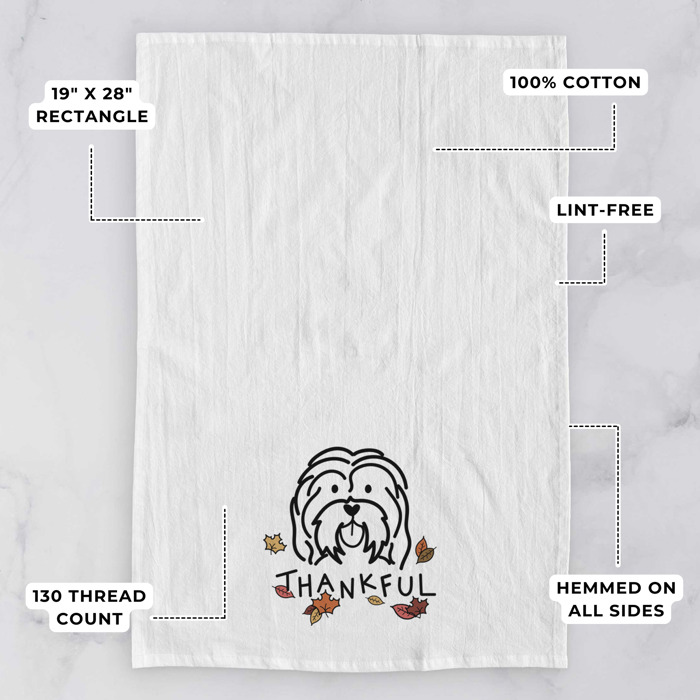 Doodled Thankful  Autumn Hand-Drawn Dog  Breed Tea Towel - 50+ Breeds