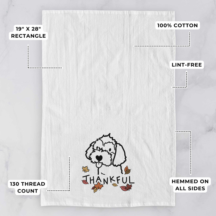 Doodled Thankful  Autumn Hand-Drawn Dog  Breed Tea Towel - 50+ Breeds