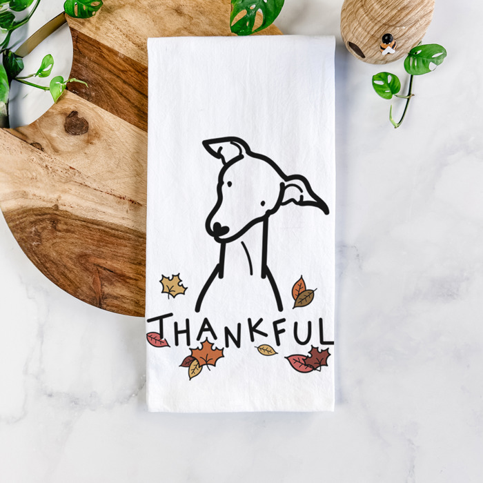 Doodled Thankful  Autumn Hand-Drawn Dog  Breed Tea Towel - 50+ Breeds