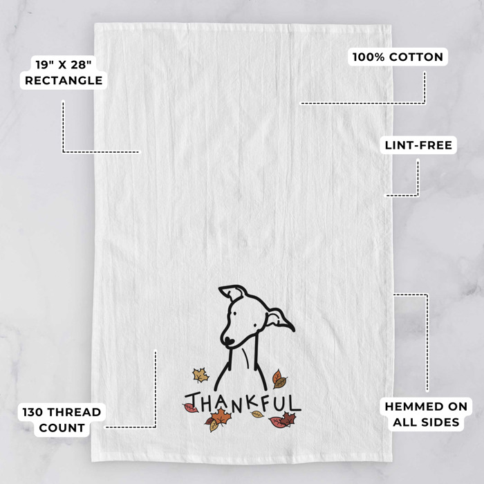 Doodled Thankful  Autumn Hand-Drawn Dog  Breed Tea Towel - 50+ Breeds
