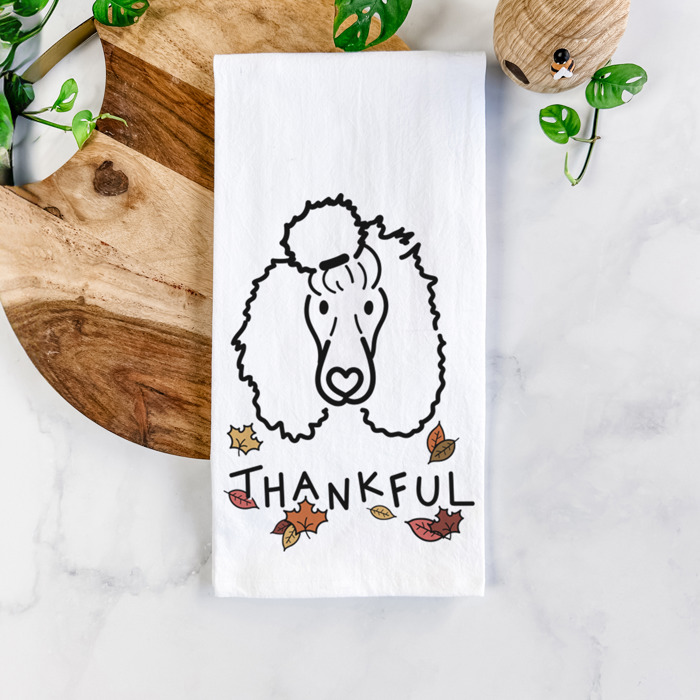 Doodled Thankful  Autumn Hand-Drawn Dog  Breed Tea Towel - 50+ Breeds