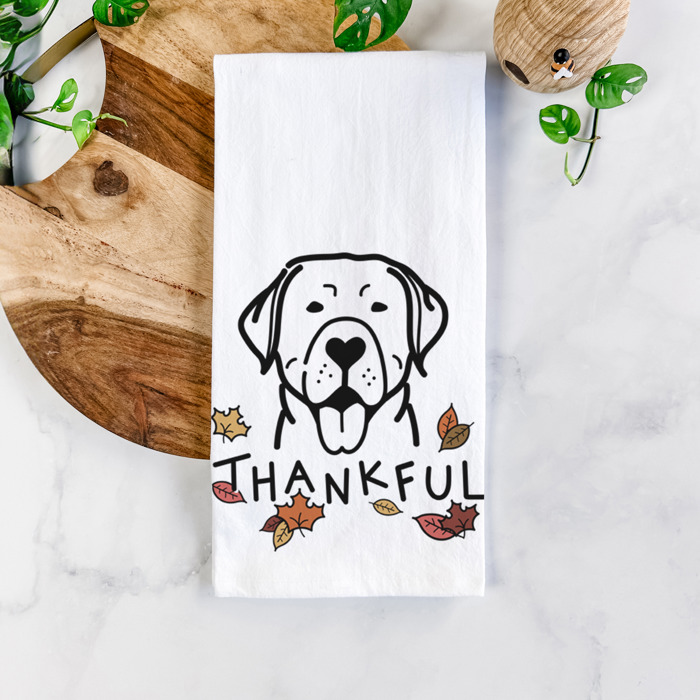 Doodled Thankful  Autumn Hand-Drawn Dog  Breed Tea Towel - 50+ Breeds