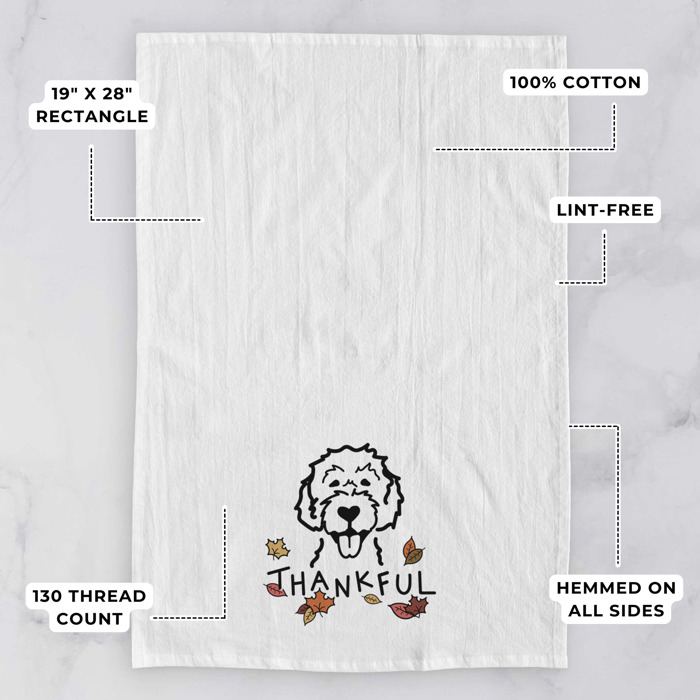 Doodled Thankful  Autumn Hand-Drawn Dog  Breed Tea Towel - 50+ Breeds