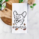 Corgi Doodled Thankful  Autumn Hand-Drawn Dog  Breed Tea Towel - 50+ Breeds