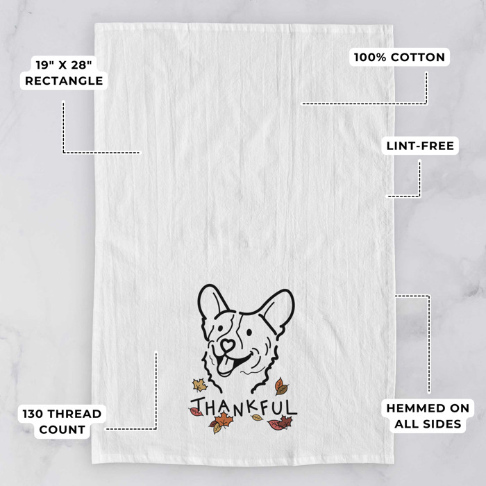 Doodled Thankful  Autumn Hand-Drawn Dog  Breed Tea Towel - 50+ Breeds