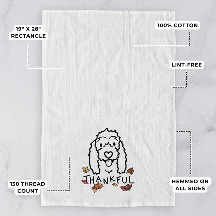 Doodled Thankful  Autumn Hand-Drawn Dog  Breed Tea Towel - 50+ Breeds