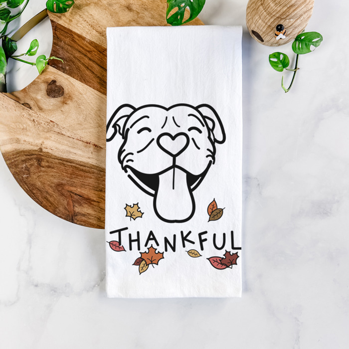 Doodled Thankful  Autumn Hand-Drawn Dog  Breed Tea Towel - 50+ Breeds