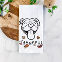 Pitbull Doodled Thankful  Autumn Hand-Drawn Dog  Breed Tea Towel - 50+ Breeds