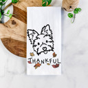 Yorkie Doodled Thankful  Autumn Hand-Drawn Dog  Breed Tea Towel - 50+ Breeds