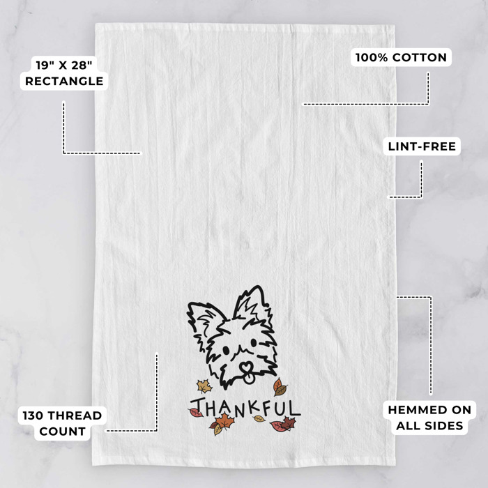 Doodled Thankful  Autumn Hand-Drawn Dog  Breed Tea Towel - 50+ Breeds