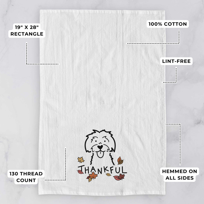 Doodled Thankful  Autumn Hand-Drawn Dog  Breed Tea Towel - 50+ Breeds