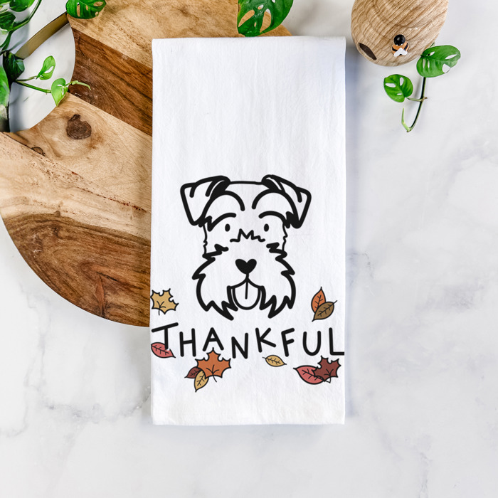 Doodled Thankful  Autumn Hand-Drawn Dog  Breed Tea Towel - 50+ Breeds
