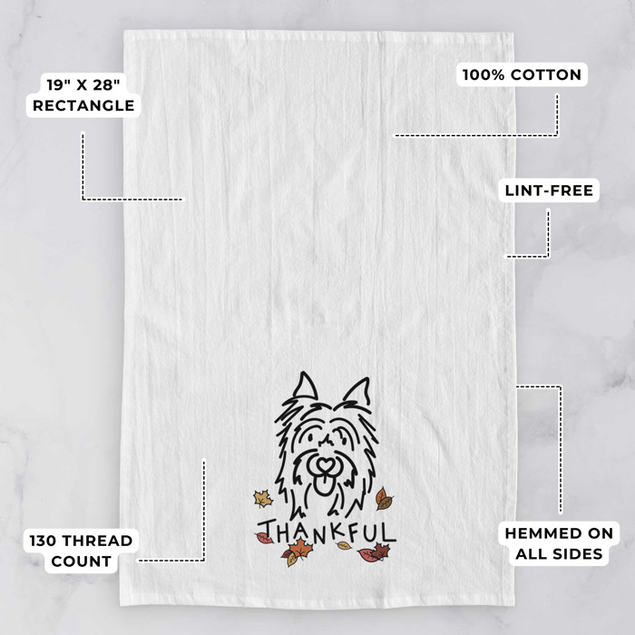 Doodled Thankful  Autumn Hand-Drawn Dog  Breed Tea Towel - 50+ Breeds