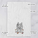 Silky Terrier Doodled Thankful  Autumn Hand-Drawn Dog  Breed Tea Towel - 50+ Breeds