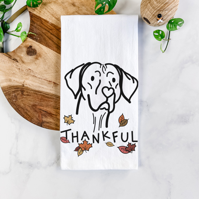 Doodled Thankful  Autumn Hand-Drawn Dog  Breed Tea Towel - 50+ Breeds