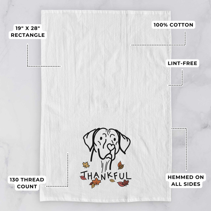 Doodled Thankful  Autumn Hand-Drawn Dog  Breed Tea Towel - 50+ Breeds