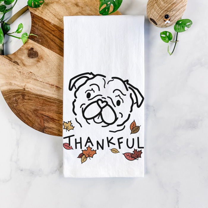 Doodled Thankful  Autumn Hand-Drawn Dog  Breed Tea Towel - 50+ Breeds