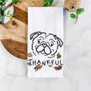Pug Doodled Thankful  Autumn Hand-Drawn Dog  Breed Tea Towel - 50+ Breeds
