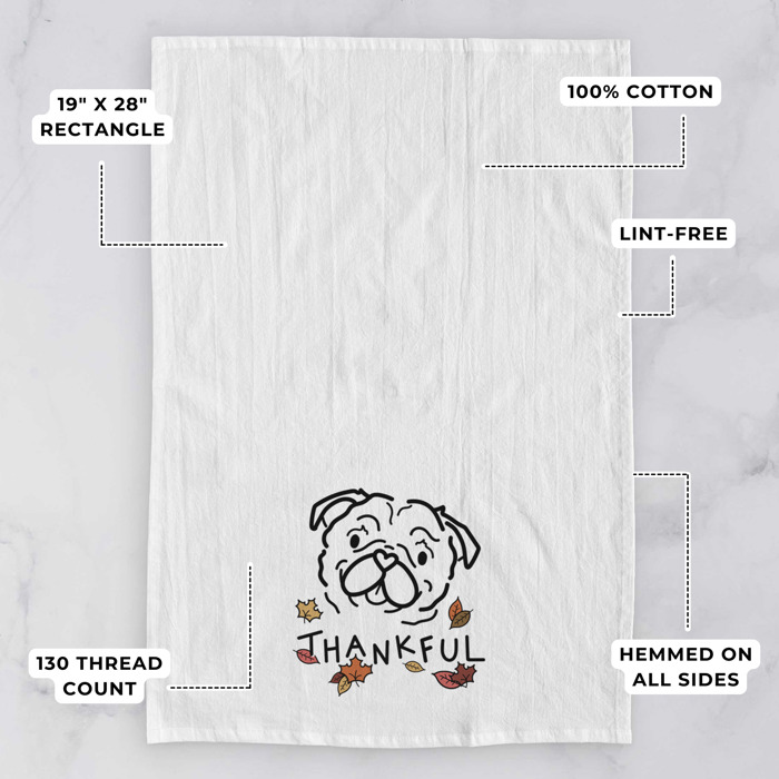 Doodled Thankful  Autumn Hand-Drawn Dog  Breed Tea Towel - 50+ Breeds