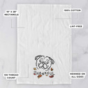 Pug Doodled Thankful  Autumn Hand-Drawn Dog  Breed Tea Towel - 50+ Breeds