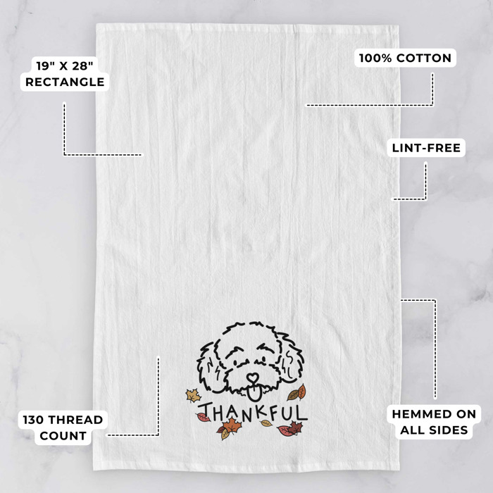 Doodled Thankful  Autumn Hand-Drawn Dog  Breed Tea Towel - 50+ Breeds