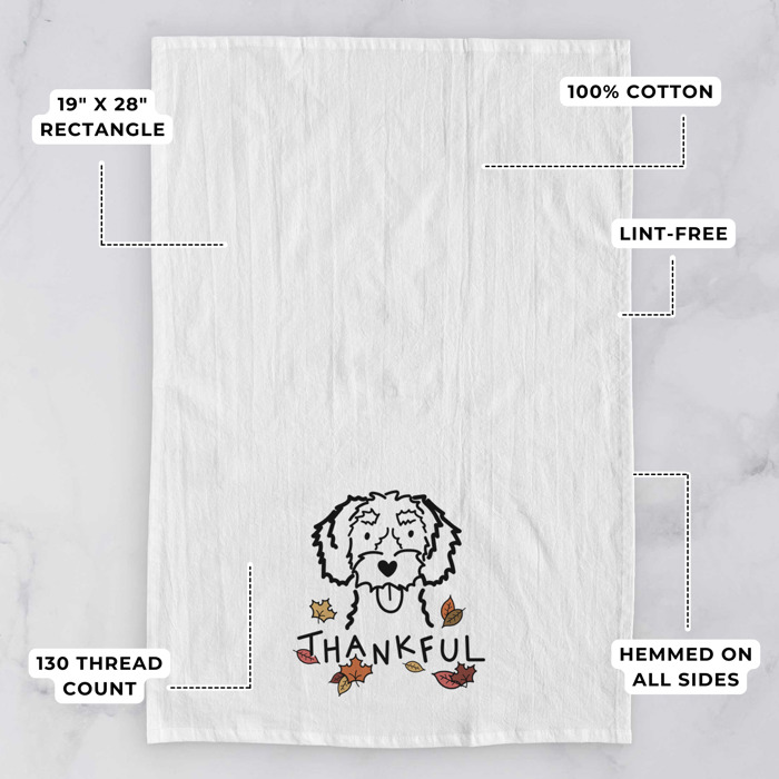 Doodled Thankful  Autumn Hand-Drawn Dog  Breed Tea Towel - 50+ Breeds