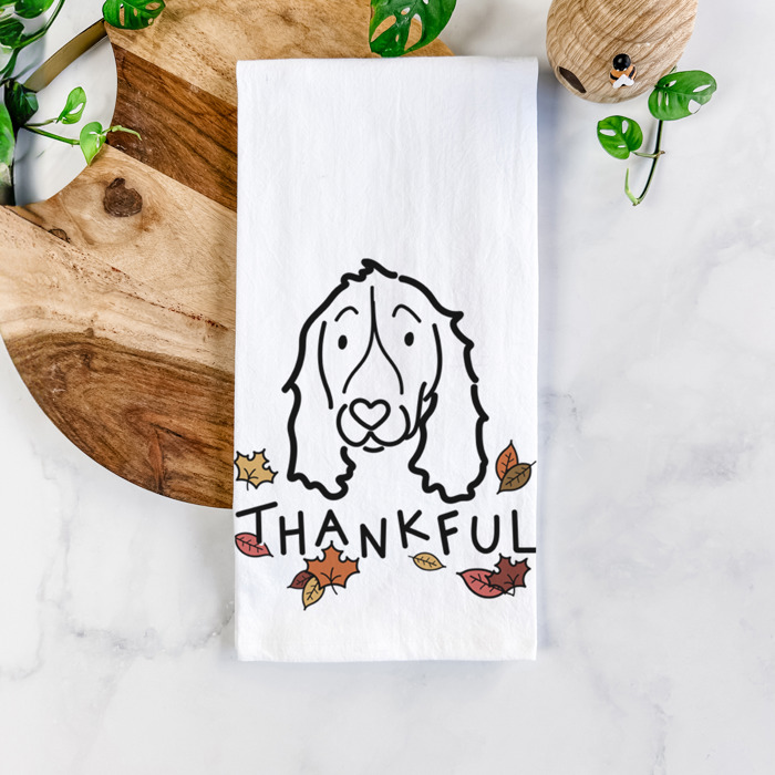 Doodled Thankful  Autumn Hand-Drawn Dog  Breed Tea Towel - 50+ Breeds